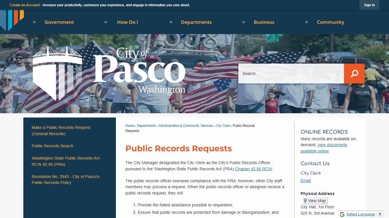 Public Records Requests | Pasco, WA - Official Website